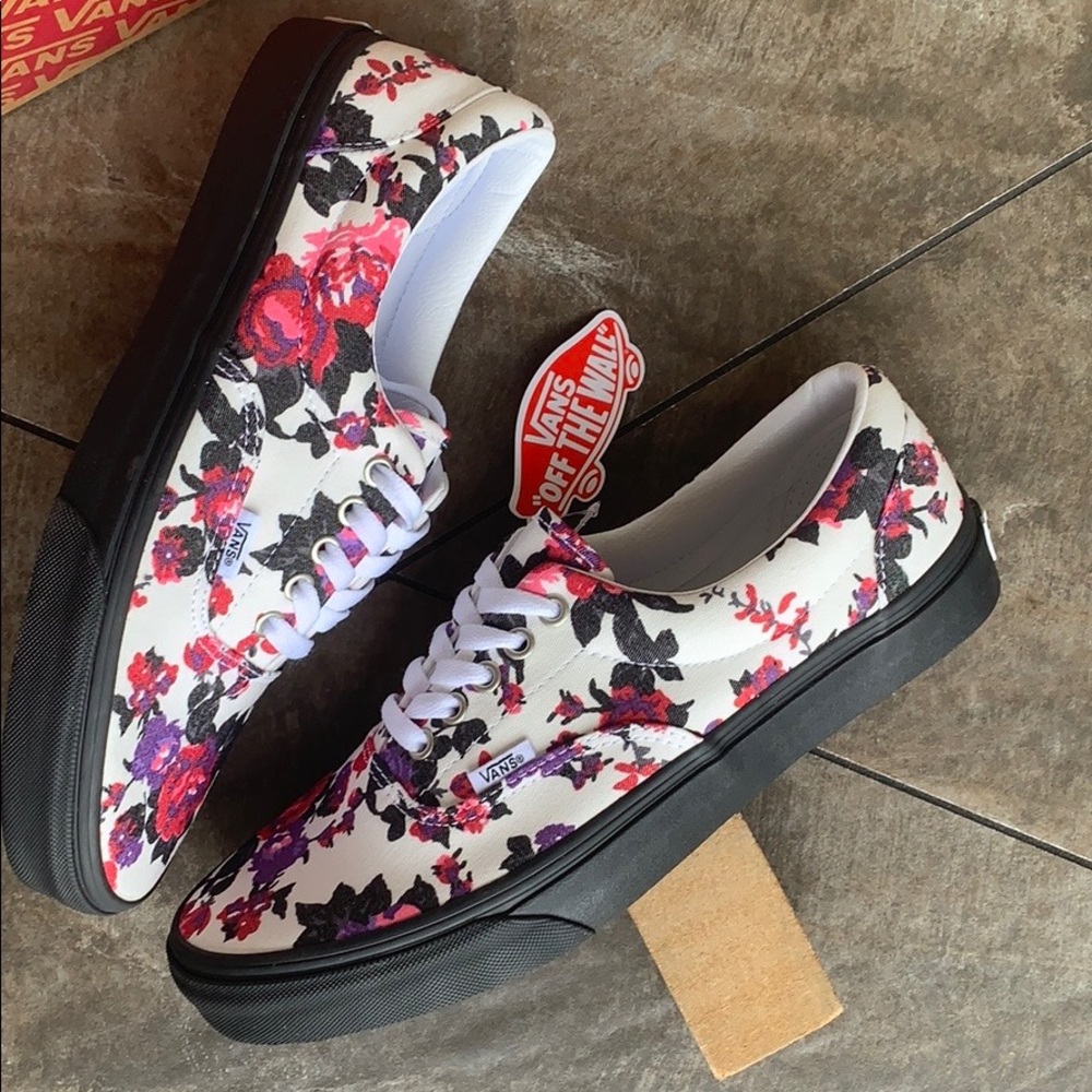 VANS ERA FLORALS BLACK/WHITE men’s - Picture 7 of 16